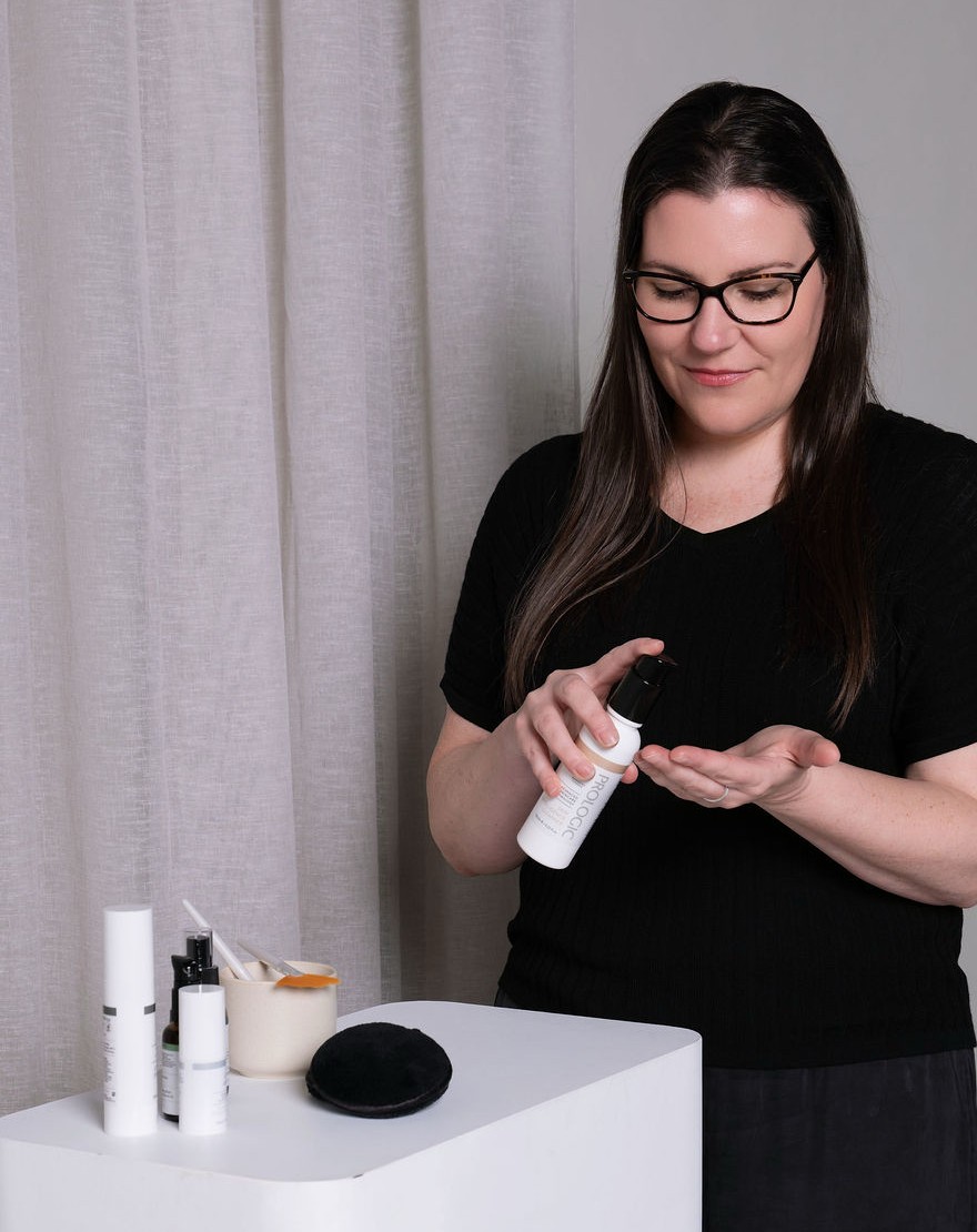 Vanessa dispensing a Prologic Skincare product